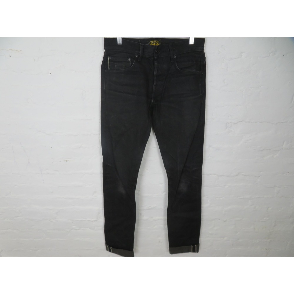 Brave Star Jeans Mens 29x34 Selvage Denim The Slim Straight Button Fly Made USA*